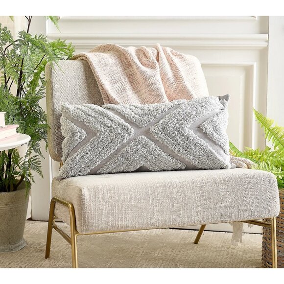 Home Reflections Other - NWOT Home Reflection Tufted Decorative 12" x 24" Pillow Gray Decor Cozy Modern